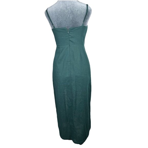 Lush Anthropologie Green Linen Midi Sheath Dress S Bohemian Cottagecore Coastal - Picture 10 of 13